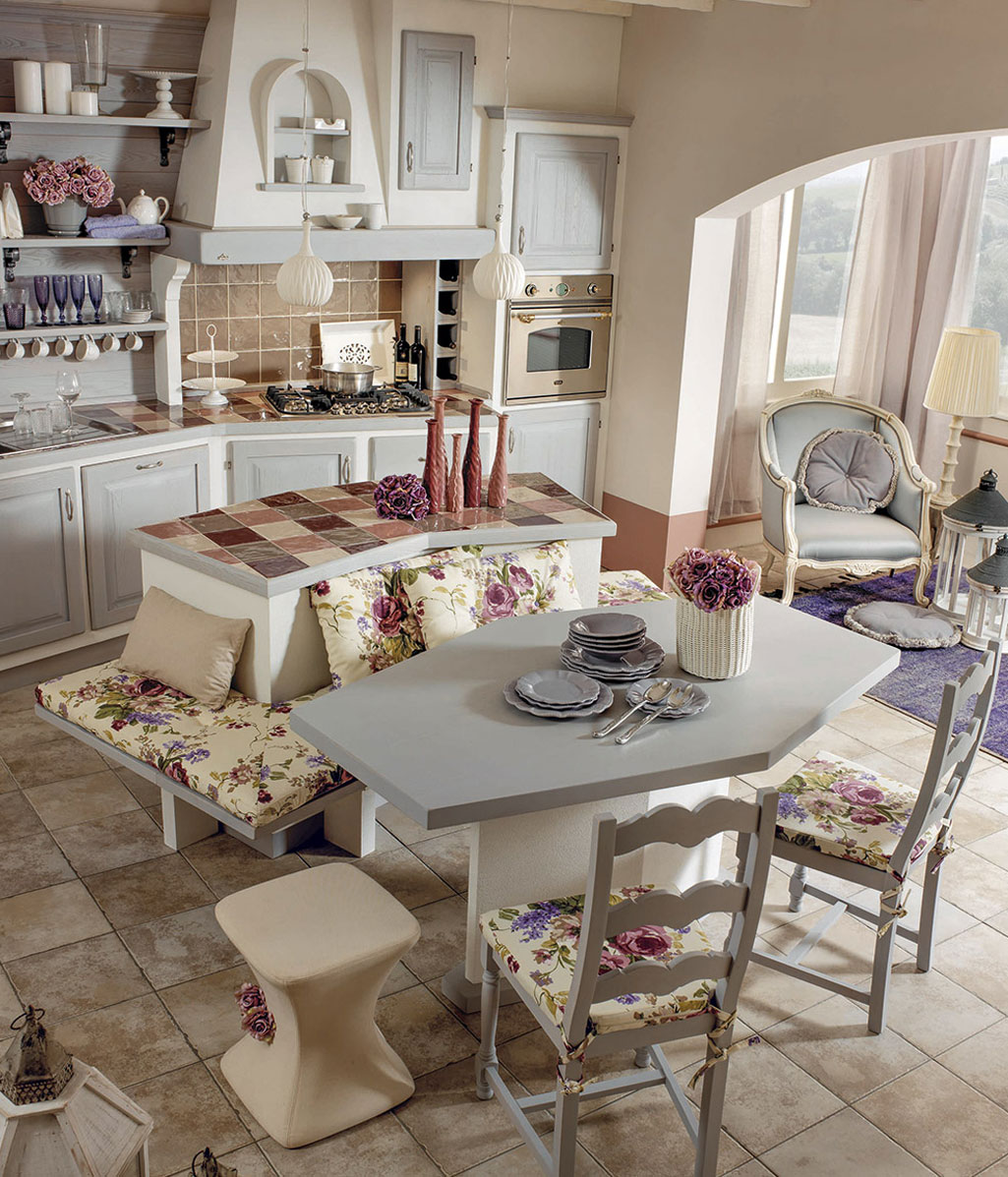 Cucina rustica country : cucina a legna nordica rosa maiolica ...