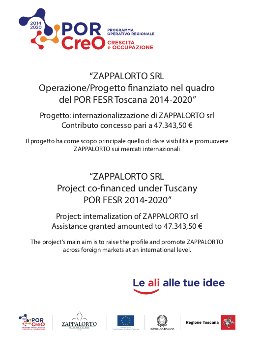 ZAPPALORTO SRL Project co-financed under Tuscany POR FESR 2014-2020